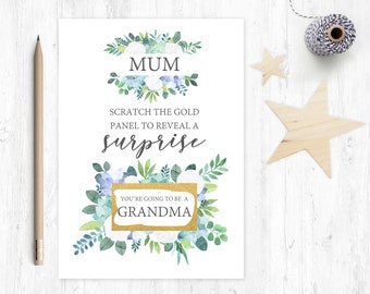 Grandma Pregnancy Reveal Scratch Card: Floral Pregnancy Announcement