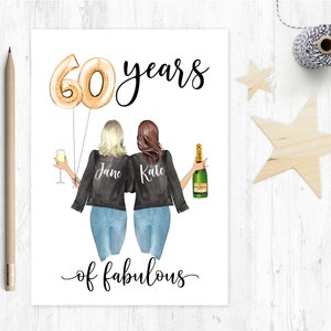 best friend 60th birthday card, sister 60th birthday card, best friends birthday card, 60 years of fabulous, personalised birthday card