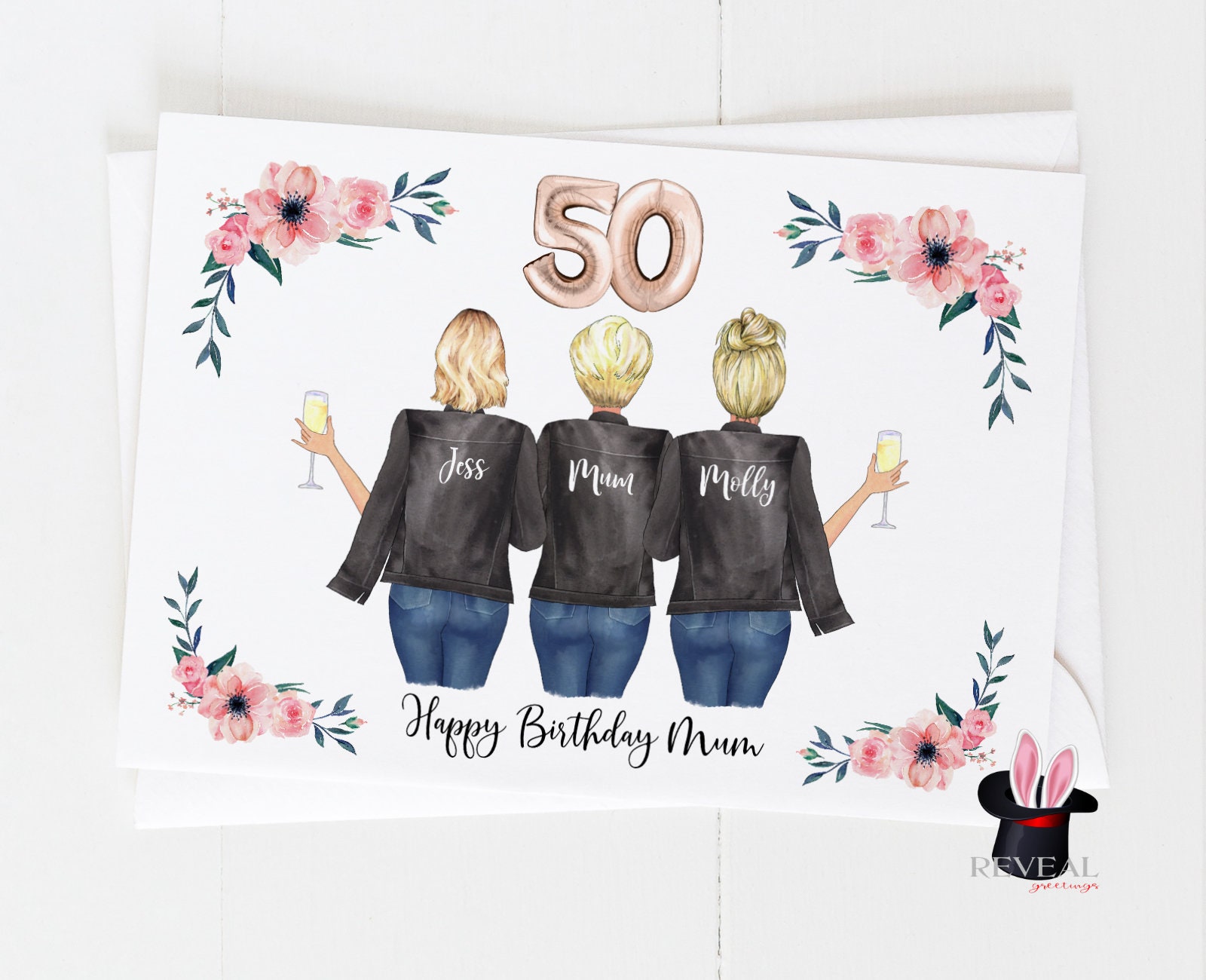 Mum 50th Birthday Card Mother and Daughter Birthday Card Etsy UK