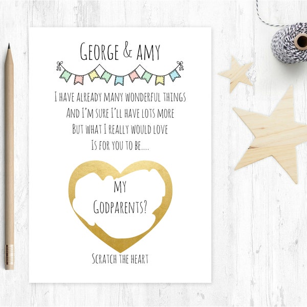 will you be my godparents scratch card, godparents proposal, godparents poem card, scratch and reveal godparents card, blue floral