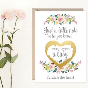 Nous allons avoir un bébé, la carte à gratter la grossesse, l’annonce de la grossesse, vous allez être un papa, je suis enceinte, enceinte carte à gratter