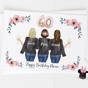 cartão de aniversário de 60 anos para mãe, cartão de aniversário para mãe e filha, cartão de aniversário de 60 anos personalizado, cartão de aniversário personalizado para mãe