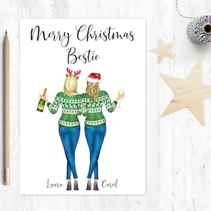 carte de Noël meilleur ami, carte de Noël sœur, carte de Noël meilleur ami, carte de Noël meilleure amie personnalisée, noël bestie