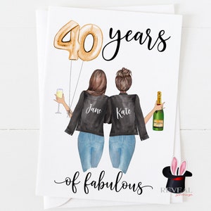 Beste Freundin 40. Geburtstagskarte, Schwester 40. Geburtstagskarte, beste Freundin Geburtstagskarte, 40 Jahre fabelhaft, personalisierte Geburtstagskarte