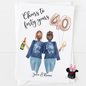 cartão de aniversário de 40 anos de irmã, cartão de aniversário de irmã personalizado, irmã mais velha, cartão de aniversário de irmã mais nova, felicidades aos 40 anos, cartão de irmã
