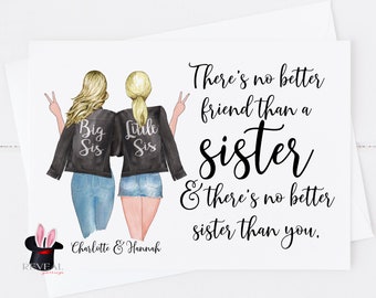 there&#39;s no better friend than a sister, sister birthday card, sister quote, sister best friend, miss you sister, personalised sister card
