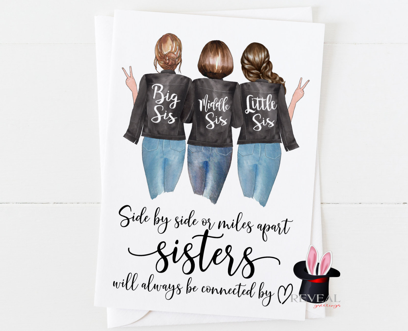 3 sisters card, sister birthday card, sister quote, sister best friend, side by side or miles apart, personalised sister card, 4 sisters