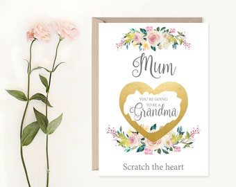 Grandma Pregnancy Reveal Scratch Card: Floral Pregnancy Announcement