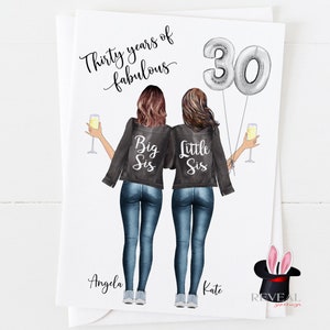 zus 30e verjaardagskaart, gepersonaliseerde zus verjaardagskaart, grote zus kleine zus, kleine zus verjaardagskaart, 30 jaar fantastisch