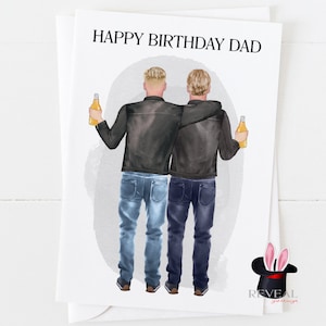 tarjeta de cumpleaños de papá de su hijo, tarjeta de cumpleaños de papá personalizada, tarjeta de cumpleaños de padre e hijo, papá bebiendo tarjeta de cumpleaños de cerveza