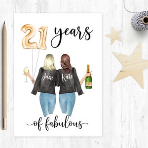 Beste Freundin 21. Geburtstagskarte, Schwester 21. Geburtstagskarte, beste Freundin Geburtstagskarte, 21 Jahre fabelhaft, personalisierte Geburtstagskarte