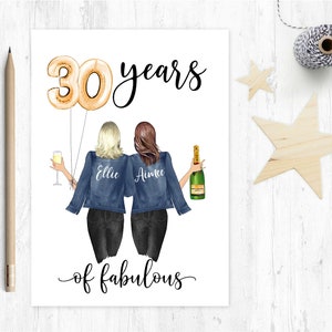 Carte d’anniversaire du meilleur ami, carte de 30e anniversaire de la soeur, carte d’anniversaire des meilleurs amis, 30 ans de carte d’anniversaire fabuleuse et personnalisée