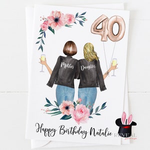 娘の 40 歳の誕生日カード、母と娘の誕生日カード、母と娘の誕生日カード、パーソナライズされた娘の誕生日カード