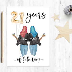 carte de 21e anniversaire de meilleure amie, carte de 21e anniversaire de sœur, carte d’anniversaire de meilleure amie, 21 ans de fabuleux, personnalisé, musulman, hijab