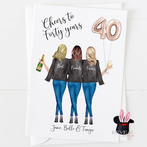 meilleure carte d’anniversaire de 40ème ami, carte d’anniversaire de soeur, carte d’anniversaire de meilleurs amis, acclamations à 40 ans, carte personnalisée d’anniversaire de meilleur ami