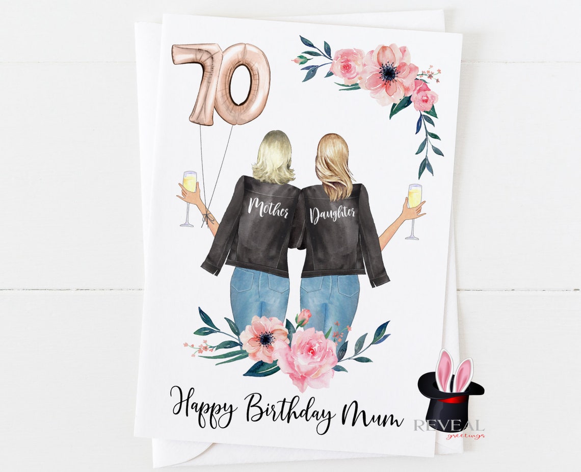 Mum 70th Birthday Card Mother and Daughter Birthday Card - Etsy UK