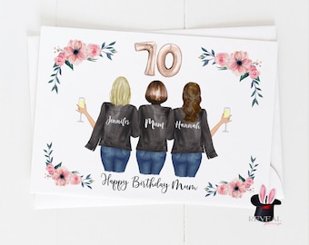 Personalized 70th Birthday Card for Mum: Mother & Daughter