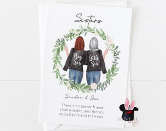 there&#39;s no better friend than a sister, sister birthday card, sister quote, sister best friend, miss you sister, personalised sister card