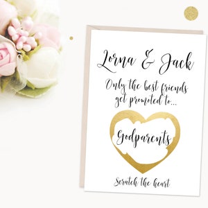 will you be my godparents scratch card, godparents proposal, personalised godparents card, scratch and reveal godparents card, calligraphy