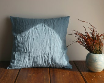 Stonewashed Linen Bedding Pillow Case Cover Aquamarine Powder