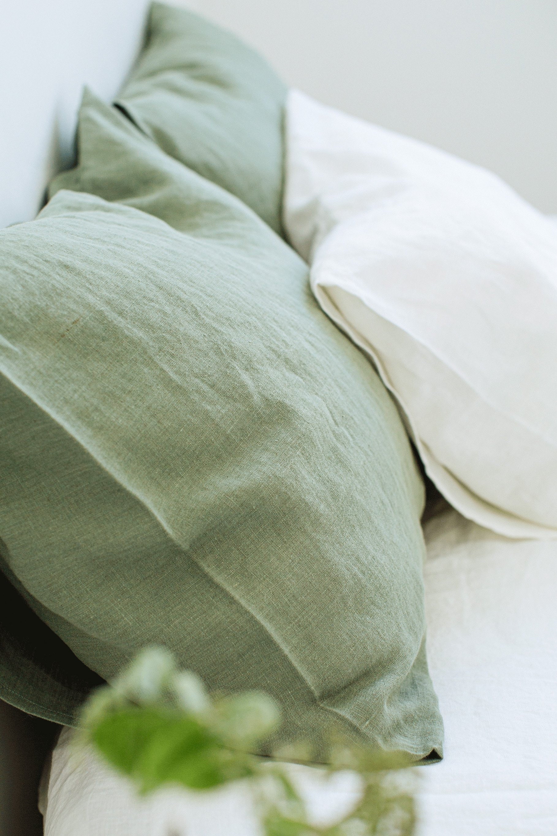 Sage Green Linen Pillowcase. Custom size pillowcase made from Etsy