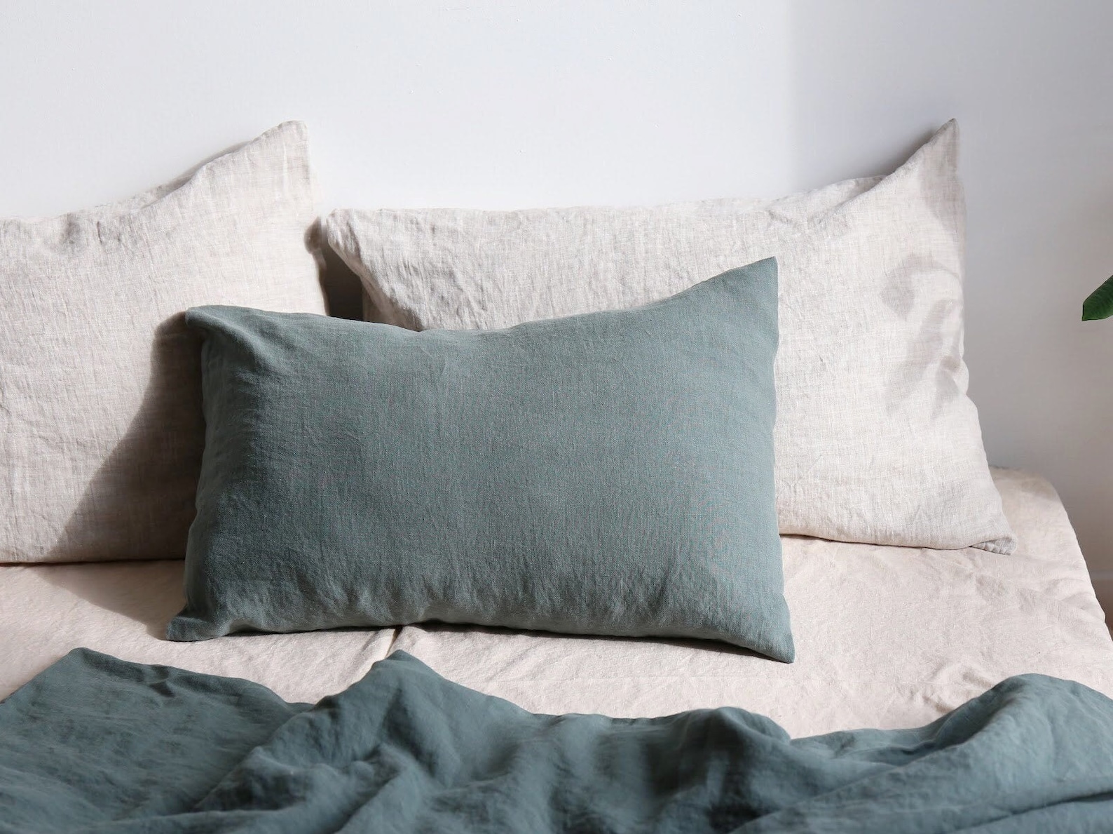 Emerald green linen pillow case. Custom size pillowcase made Etsy