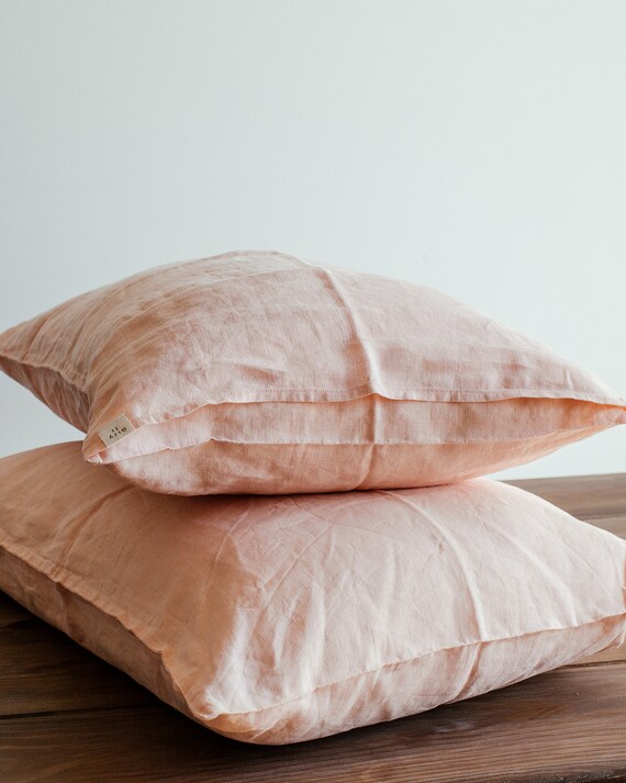 Peach Linen Pillow Case Custom Size Pillowcases Made From Etsy