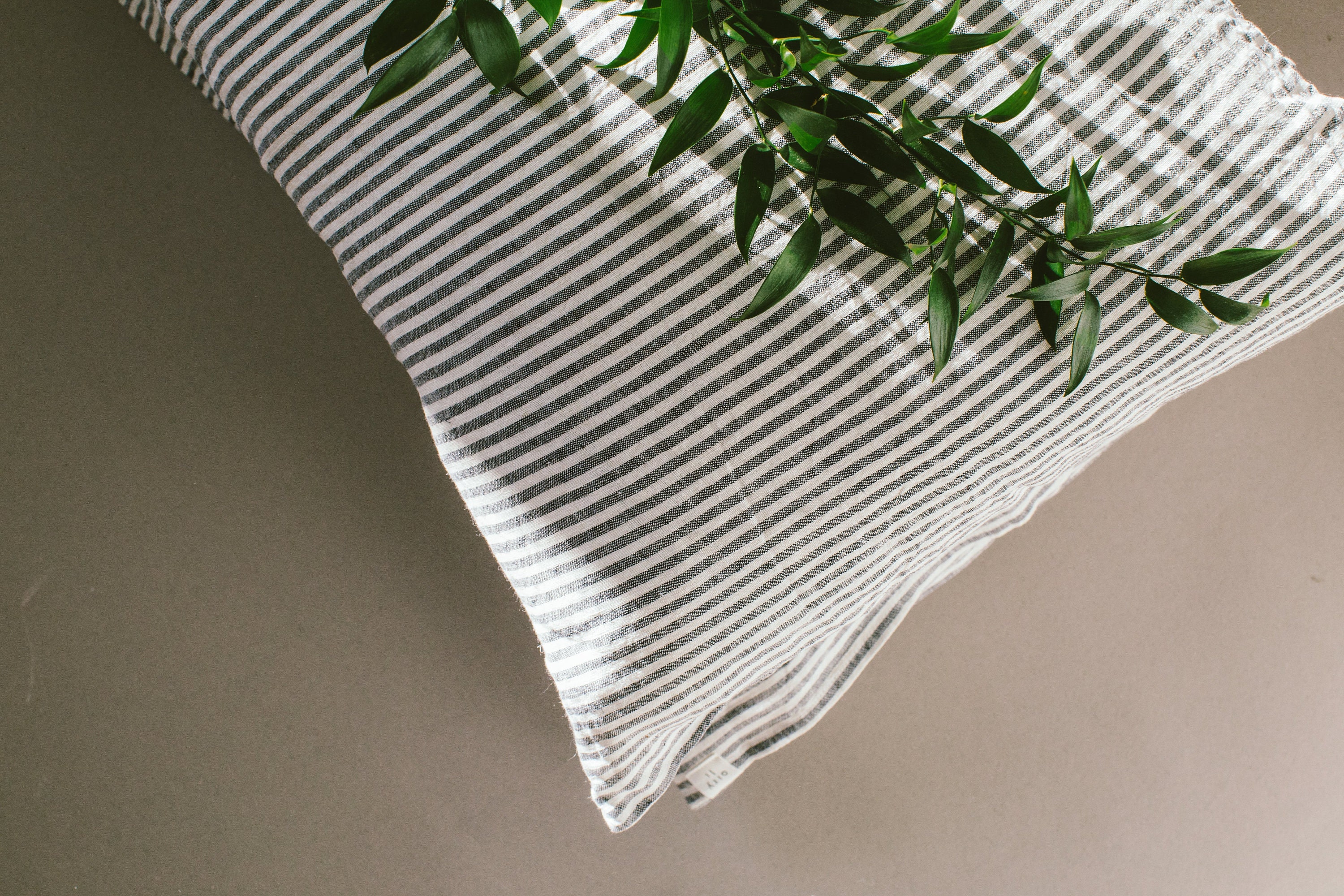 Grey Striped Linen Pillow Case Custom Size Pillowcases Made Etsy