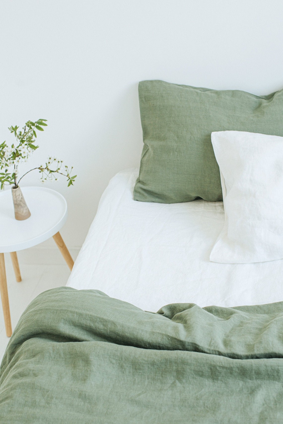 Sage Green Linen Pillowcase. Custom size pillowcase made from Etsy