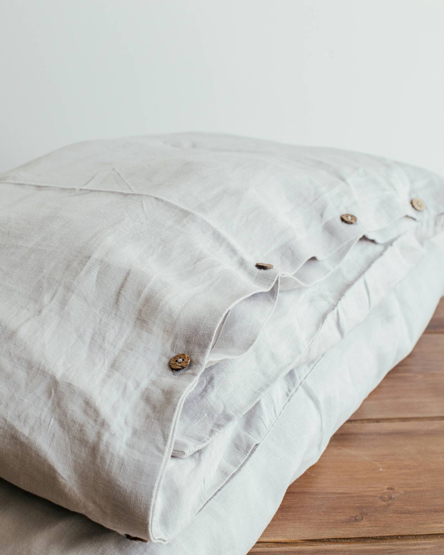 Linen Duvet Cover In Dove Gray Grey Shell Custom Made Soft Etsy