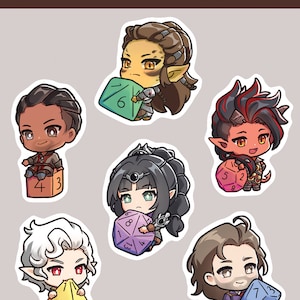 Baldur's Gate 3 ステッカーシート、プランナーステッカー、かわいいアクセサリー、ダイス BG3 Pals、かわいいステッカー
