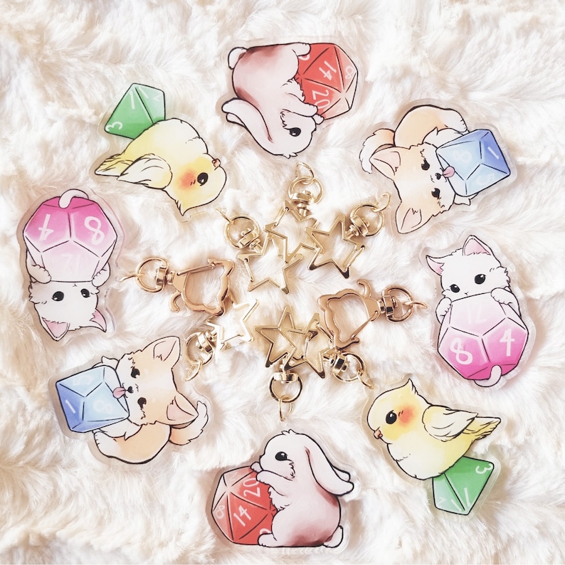 Dice Pets Charm Dnd Charms Kitten Puppy Rabbit Bird Etsy UK