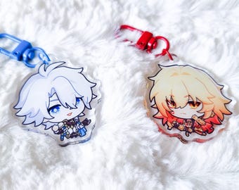 Honkai Star Rail Acrylic Charms featuring Phainon and Mydei