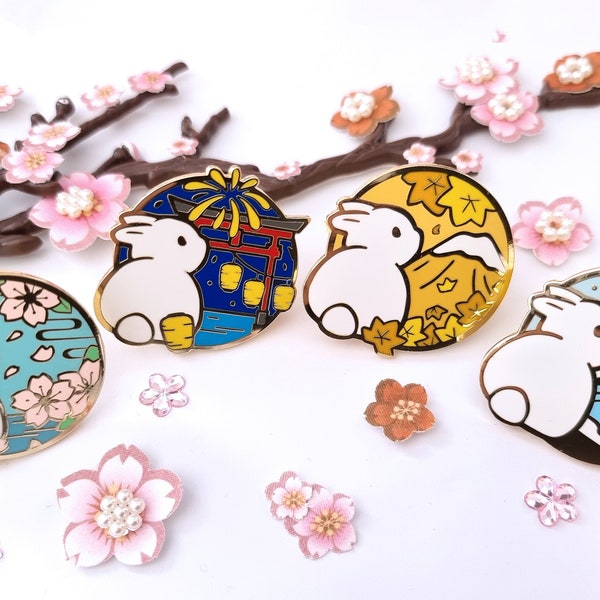 Cute Bunny Enamel Pin, Cute Enamel Pin, Enamel Pins, Seasons, Pastel Pins, Cute Pins, Cute Bunny, Lapel Pins