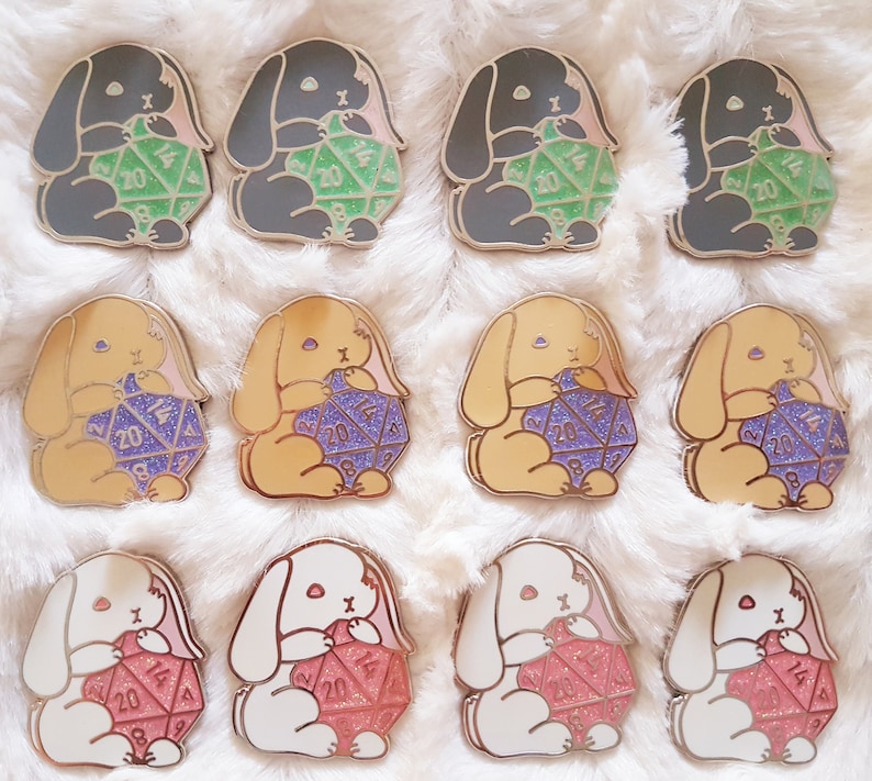 Dice Pets Bunny Enamel Pins Cute Lapel Pin Dnd Pins Rabbit Etsy