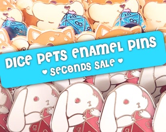 Shiba Inu Dice Pets Damaged Seconds Enamel Pins