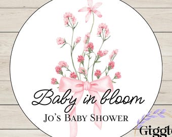 Personalised Baby Shower, Party Stickers, Floral Thank you for coming, Labels, Kids, Thank U, Self Adhesive, Printed, Personalized, Birthday