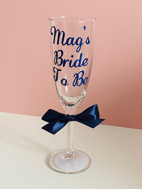 Personalised Wedding Glasses Bride/Bridesmaid champagne flute, wedding titles, maid of honour glass