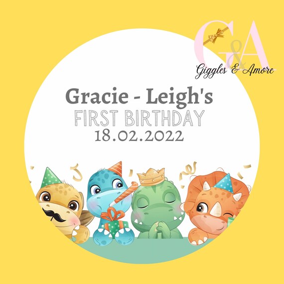 Personalised Party Stickers, Dinosaur Theme, Jungle Thank you for coming, Labels, Kids, Self Adhesive, Printed, Personalized, Birthday.