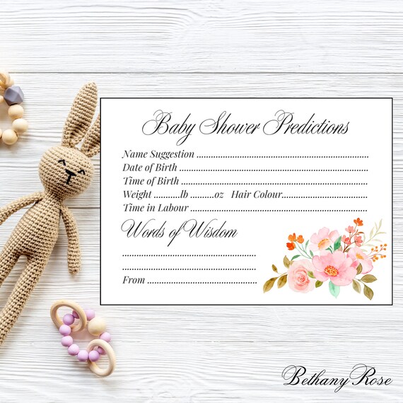 Baby Shower Game name ideas/suggestion cards, game/activity/prediction Cards