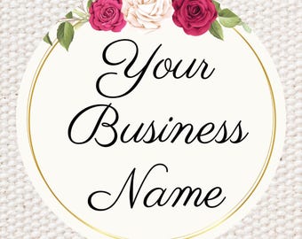 Custom Floral Wreath Business Logo Stickers - Glossy (35mm)