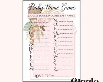 Baby Shower Game name ideas/suggestion cards, game/activity/prediction Cards boho