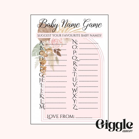 Baby Shower Game name ideas/suggestion cards, game/activity/prediction Cards boho