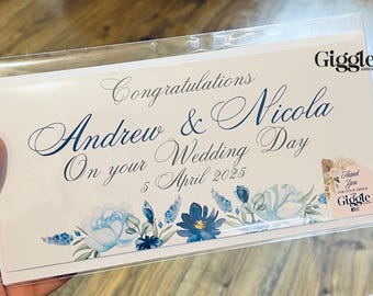 Handmade Personalised Money Wallet Gift Card Birthday Wedding Engagement Navy