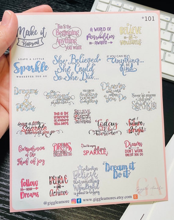 Diary Planner Stickers, Motivational, Dreams And Plans, Calendar, Scrapbook
