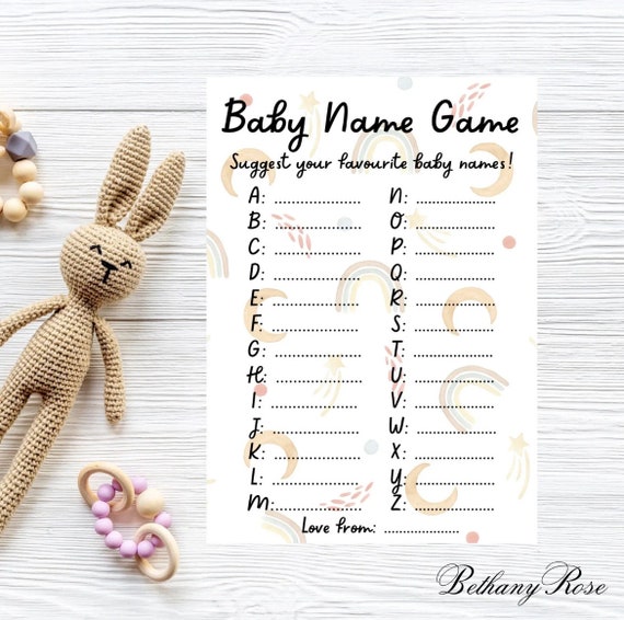 Baby Shower Game name ideas/suggestion cards, game/activity/prediction Cards