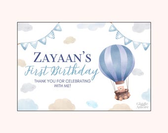 Personalised Hot Air Balloon First Birthday Stickers