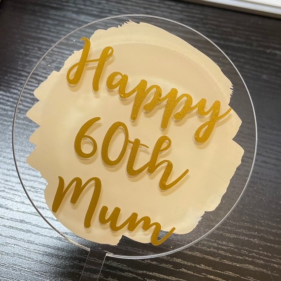 Personalised Acrylic Cake Topper Your Choice Of Wording And Colour, Birthday