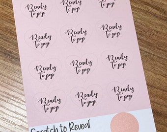 Ready To Pop Party Stickers, Thank you for coming, Labels, Kids, Thank U, Self Adhesive, Printed, Personalized, Baby Shower
