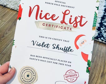 Personalised Letter From Santa, Nice List Certificate, Christmas Eve Box Filler